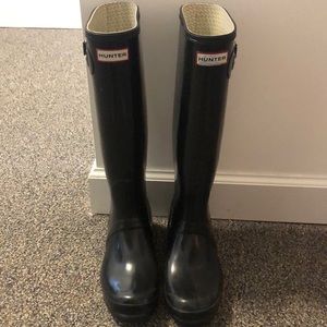 Hunter Glossy Black Tall Rain Boots